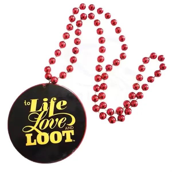 Custom Mardi Gras Bead Necklaces with logo Medallion - Custom Mardi Gras Bead Necklaces with logo Medallion - Image 9 of 14