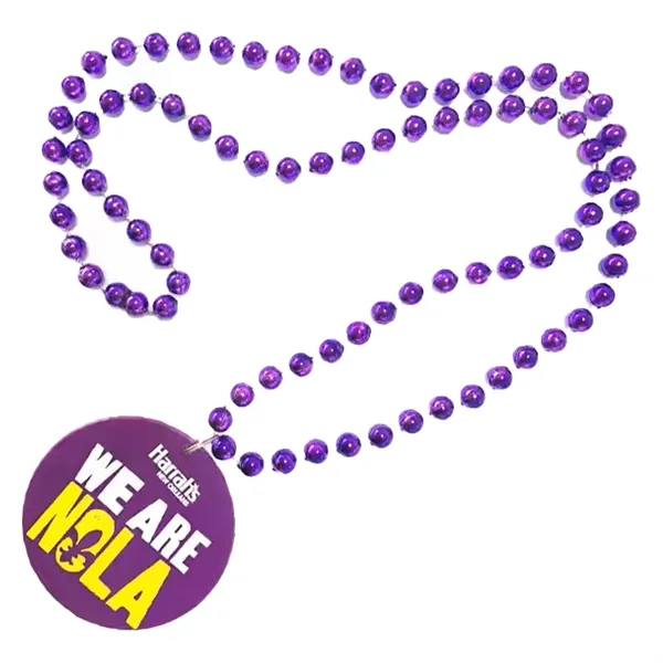 Custom Mardi Gras Bead Necklaces with logo Medallion - Custom Mardi Gras Bead Necklaces with logo Medallion - Image 10 of 14
