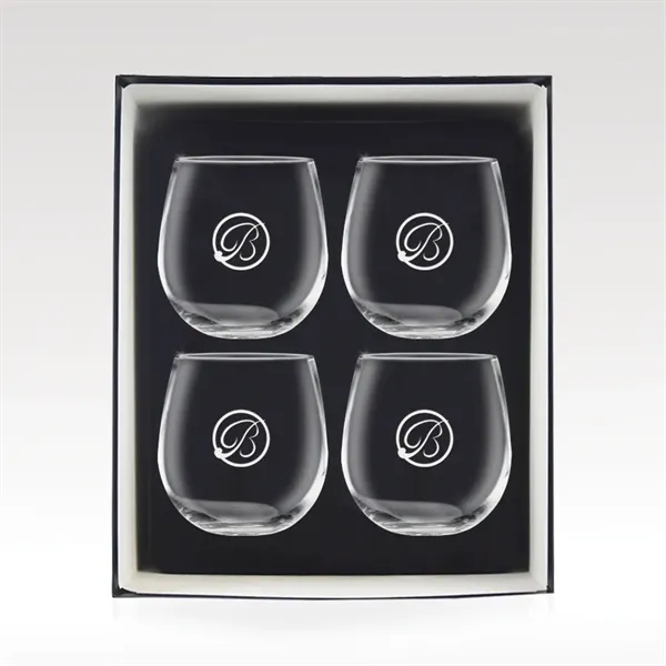 16 oz Stemless Red Wine Glass - Custom Etch Included (4)