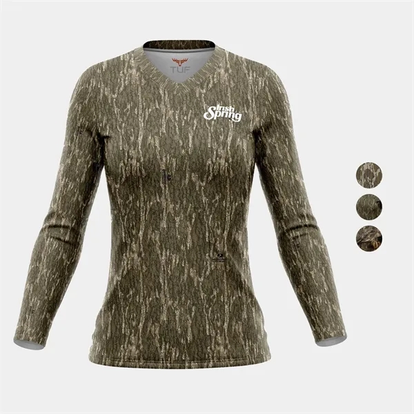 Mossy Oak® Women's Polyester Interlock Long Sleeve T-Shirt - Mossy Oak® Women's Polyester Interlock Long Sleeve T-Shirt - Image 3 of 3