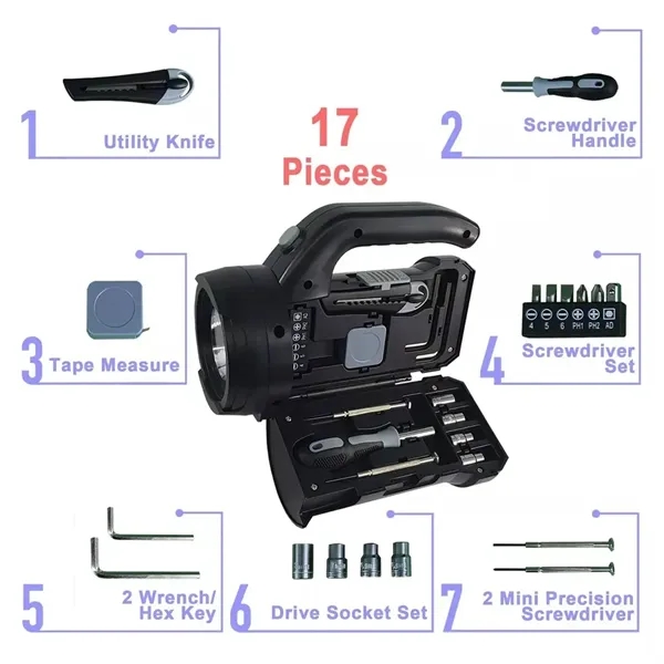 LED Flashlight Household Tool Kit - LED Flashlight Household Tool Kit - Image 3 of 3