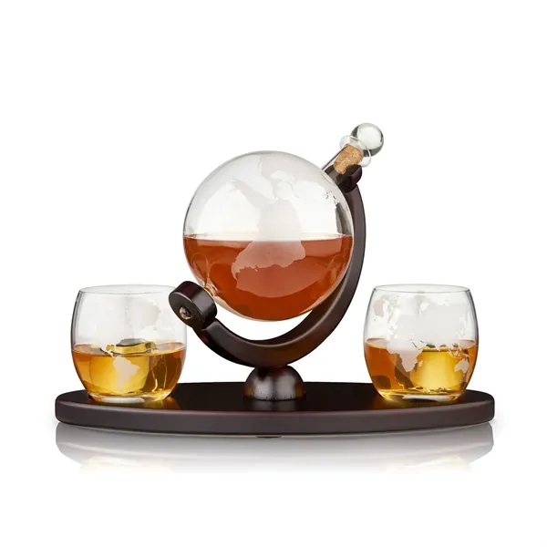 Globe Decanter & Whiskey Tumblers Set - Globe Decanter & Whiskey Tumblers Set - Image 1 of 3