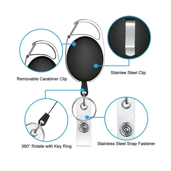 Retractable Badge Holder Keychain with Clip - Retractable Badge Holder Keychain with Clip - Image 1 of 6