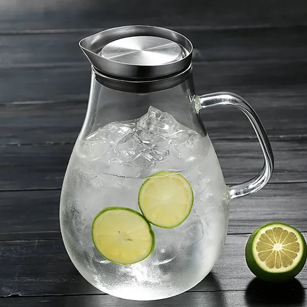 Glass Water Pitcher With Stainless Steel Dustproof Lid - Glass Water Pitcher With Stainless Steel Dustproof Lid - Image 3 of 4