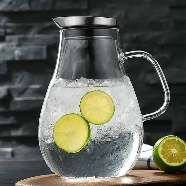 Glass Water Pitcher With Stainless Steel Dustproof Lid - Glass Water Pitcher With Stainless Steel Dustproof Lid - Image 4 of 4