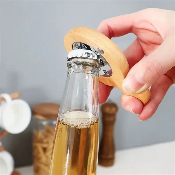 Eco Friendly Magnetic Wooden Bottle Opener w/Hanging Hole - Eco Friendly Magnetic Wooden Bottle Opener w/Hanging Hole - Image 3 of 3