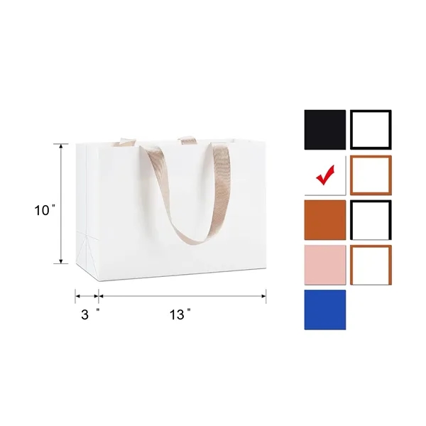 10 X 13 Inch Custom Paper Gift Bags with Ribbon Handles - 10 X 13 Inch Custom Paper Gift Bags with Ribbon Handles - Image 1 of 4