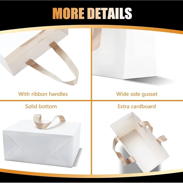 10 X 13 Inch Custom Paper Gift Bags with Ribbon Handles - 10 X 13 Inch Custom Paper Gift Bags with Ribbon Handles - Image 2 of 4