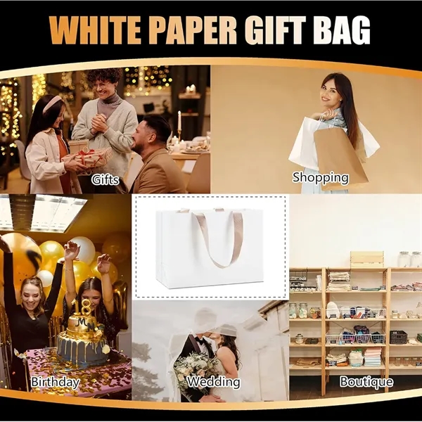 10 X 13 Inch Custom Paper Gift Bags with Ribbon Handles - 10 X 13 Inch Custom Paper Gift Bags with Ribbon Handles - Image 4 of 4