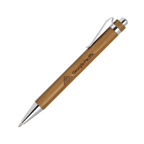 Bamboo-I Retractable Eco-Friendly Pens with Chrome Trims - Bamboo-I Retractable Eco-Friendly Pens with Chrome Trims - Image 0 of 2