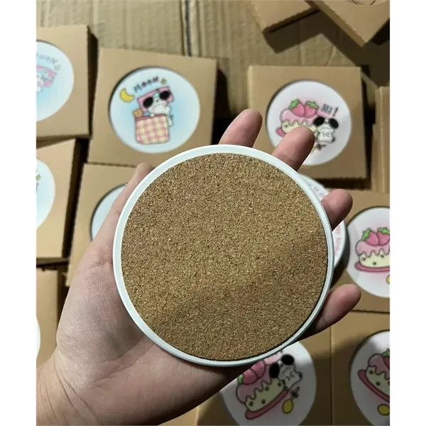 Round Absorbent Ceramic Stone Coaster - Round Absorbent Ceramic Stone Coaster - Image 3 of 6