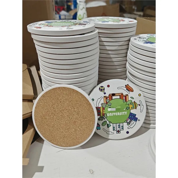 Round Absorbent Ceramic Stone Coaster - Round Absorbent Ceramic Stone Coaster - Image 4 of 6
