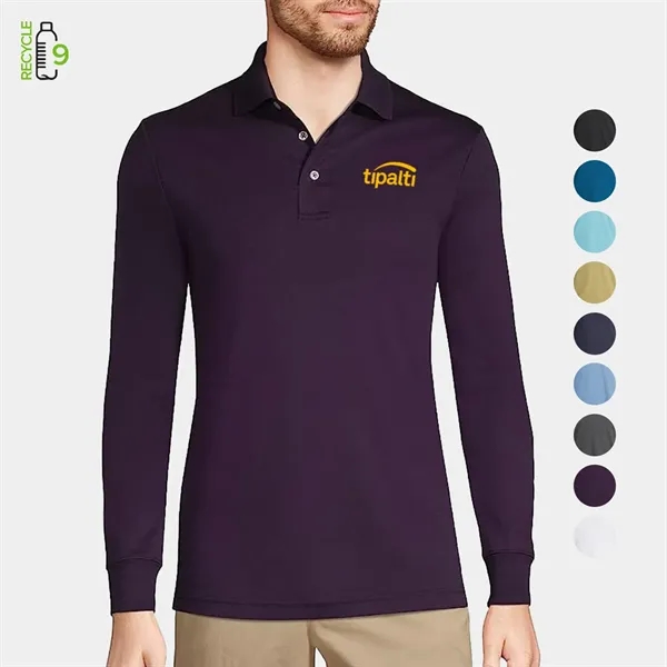 REPREVE® - Men's rPET Polyester Long Sleeve Polo - REPREVE® - Men's rPET Polyester Long Sleeve Polo - Image 0 of 14