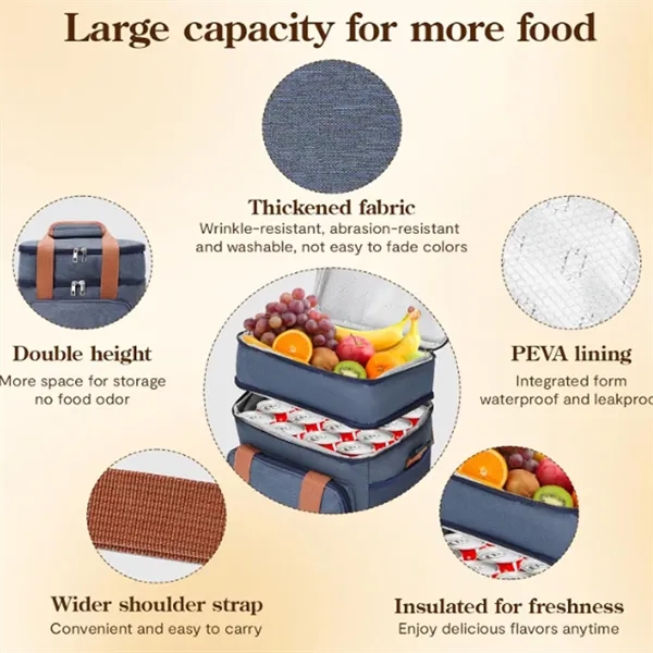 Double-Layer Insulated Lunch Bag - Double-Layer Insulated Lunch Bag - Image 3 of 4