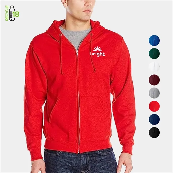 Men's Recycled Antibacterial Zipper Hoodie, Kangaroo Pocket - Men's Recycled Antibacterial Zipper Hoodie, Kangaroo Pocket - Image 0 of 8