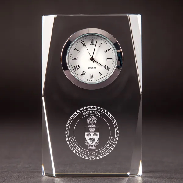 2D Crystal Award with Clock