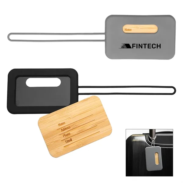 First Class Bamboo & Silicone Luggage Tag - First Class Bamboo & Silicone Luggage Tag - Image 1 of 4