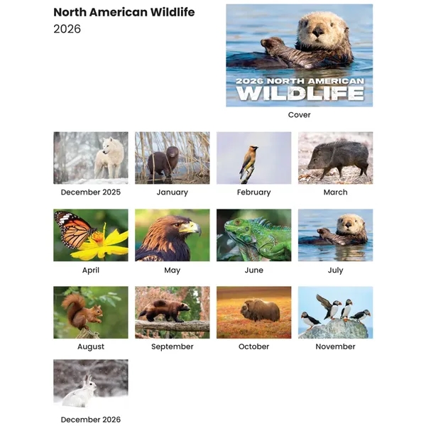 Full Color Wildlife Spiral Wall Calendar - Full Color Wildlife Spiral Wall Calendar - Image 1 of 2