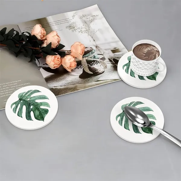 Round Absorbent Ceramic Stone Coaster - Round Absorbent Ceramic Stone Coaster - Image 2 of 6