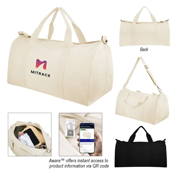 Aware™ 14 Oz. Recycled Cotton Flat Bottom Duffel Bag - Aware™ 14 Oz. Recycled Cotton Flat Bottom Duffel Bag - Image 0 of 2