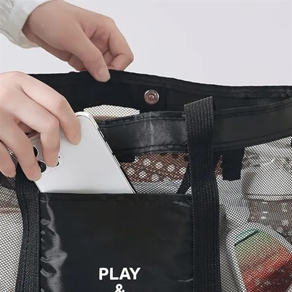 Beach Mesh Tote Bag with Cooler Compartment - Beach Mesh Tote Bag with Cooler Compartment - Image 3 of 5