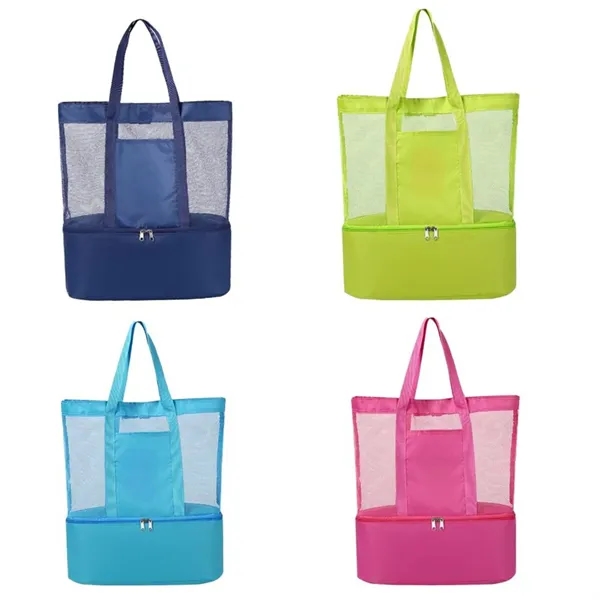 Beach Mesh Tote Bag with Cooler Compartment - Beach Mesh Tote Bag with Cooler Compartment - Image 5 of 5
