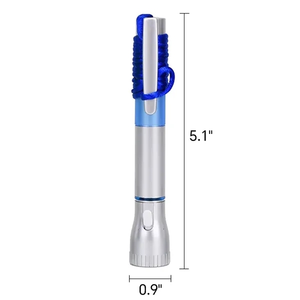 LED Flashlight Light-up Ballpoint Pen With Lanyard - LED Flashlight Light-up Ballpoint Pen With Lanyard - Image 1 of 2