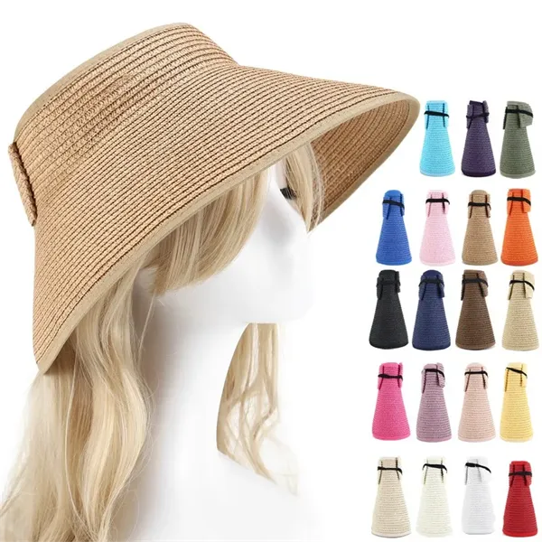 Foldable Sun Visor UV UPF Wide Brim Straw Roll-Up Beach Hat - Foldable Sun Visor UV UPF Wide Brim Straw Roll-Up Beach Hat - Image 0 of 0