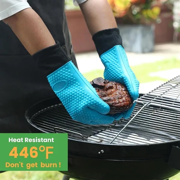 Heat Resistant Silicone Grilling Oven Gloves - Heat Resistant Silicone Grilling Oven Gloves - Image 3 of 6