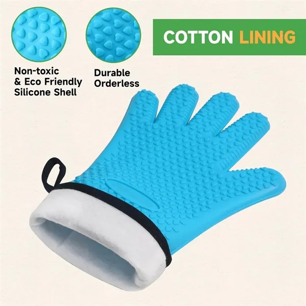 Heat Resistant Silicone Grilling Oven Gloves - Heat Resistant Silicone Grilling Oven Gloves - Image 4 of 6