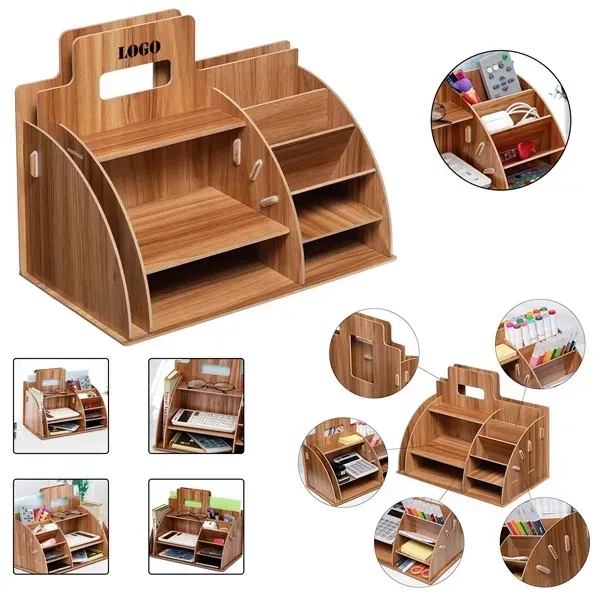 Wooden Multifunctional Desktop Organizer - Wooden Multifunctional Desktop Organizer - Image 2 of 2