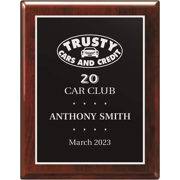 Rosewood Piano Finish Plaque With Black & Silver Plate - Rosewood Piano Finish Plaque With Black & Silver Plate - Image 1 of 1