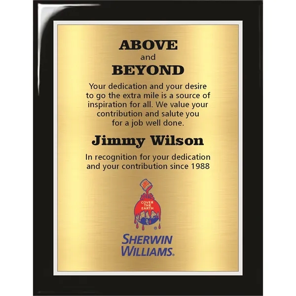 Black Piano Finish Plaque With Gold Plate - Black Piano Finish Plaque With Gold Plate - Image 1 of 1
