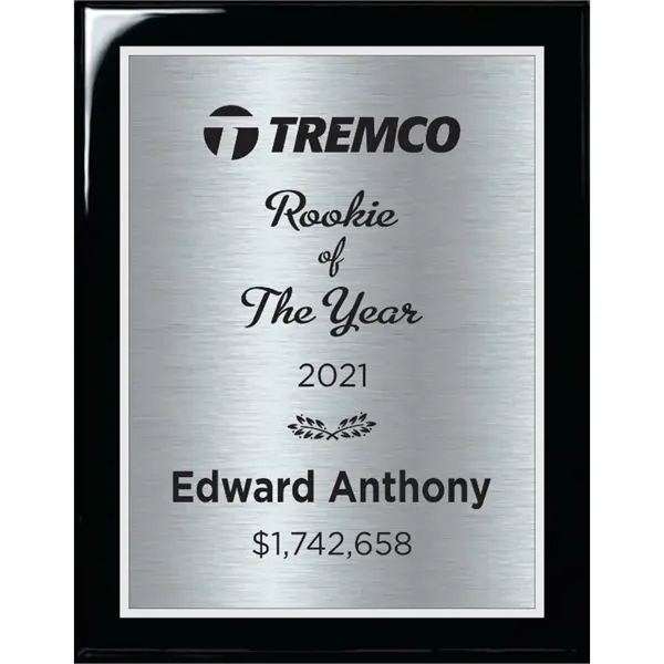 Black Piano Finish Plaque With Silver Plate - Black Piano Finish Plaque With Silver Plate - Image 1 of 1