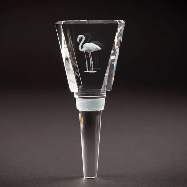 Crystal Tapered Wine Bottle Stopper with Glass Stem