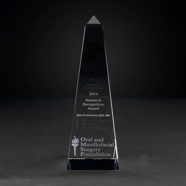 Crystal Obelisk Sand Carved Award