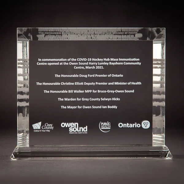 2D Horizontal Crystal Award with Beveled Back