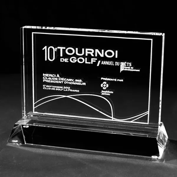 2D Horizontal Crystal Award w/ Base