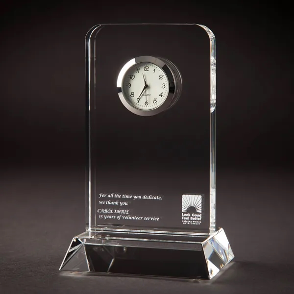 2D Vertical Crystal Award with Clock
