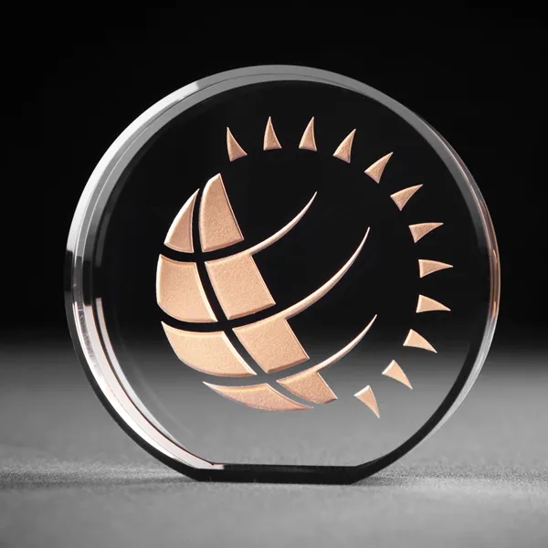 Crystal Vertical Beveled Circle Award w/ Cut Bottom