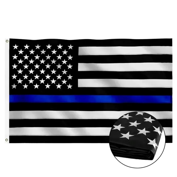 Thin Line American 3ft x 5ft Poly Flag - US Made - Thin Line American 3ft x 5ft Poly Flag - US Made - Image 0 of 2