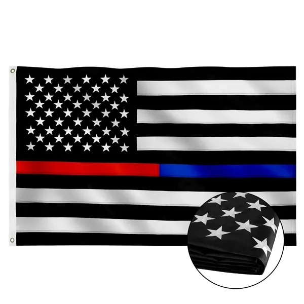 Thin Line American 3ft x 5ft Poly Flag - US Made - Thin Line American 3ft x 5ft Poly Flag - US Made - Image 1 of 2