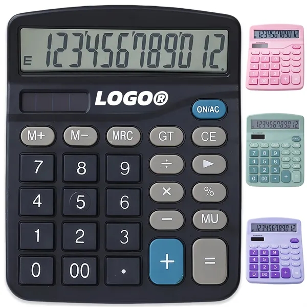 Custom Dual-Power 12-Digit Large Display Desktop Calculator - Custom Dual-Power 12-Digit Large Display Desktop Calculator - Image 0 of 7