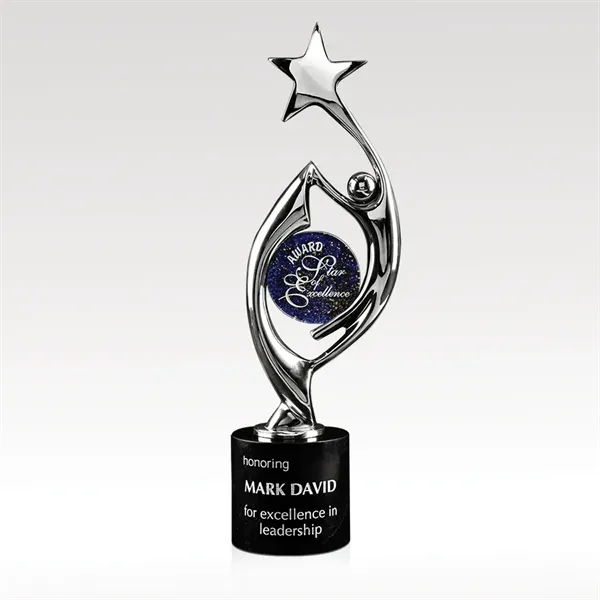 Chrome Art Glass Award with Marble Base - Harmony