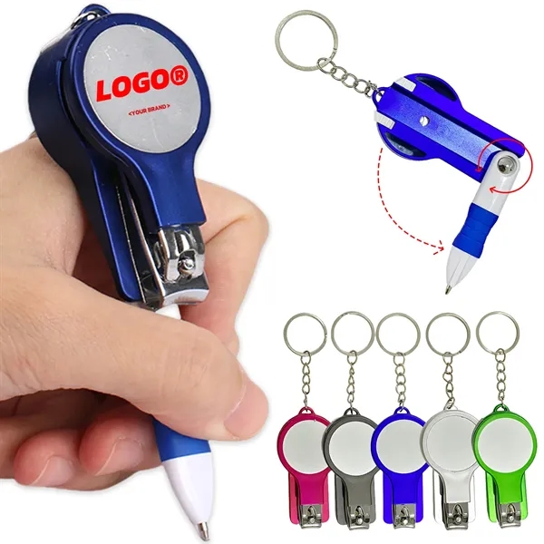 6 In 1 Multifunction Keychain With Nail Clipper Mirror Pen - 6 In 1 Multifunction Keychain With Nail Clipper Mirror Pen - Image 0 of 7