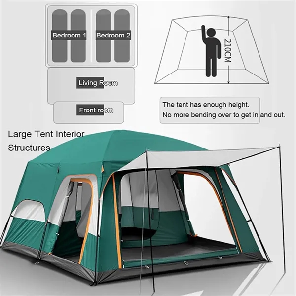 Weatherproof Cabin Shelter Family Camping Tent w/ Carry Bag - Weatherproof Cabin Shelter Family Camping Tent w/ Carry Bag - Image 3 of 5