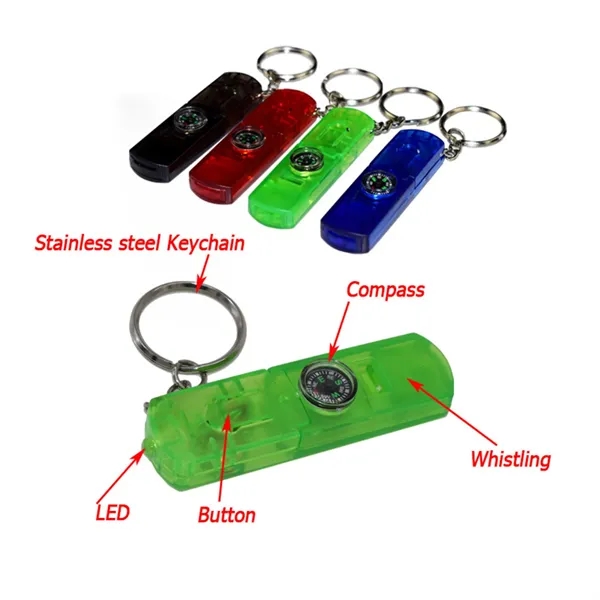 Keychain Light Safety Whistle With Compass - Keychain Light Safety Whistle With Compass - Image 3 of 3