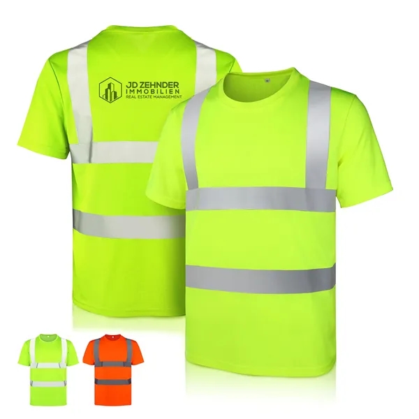 High-Visibility Safety T-Shirt With Two Reflective Stripes - High-Visibility Safety T-Shirt With Two Reflective Stripes - Image 0 of 3
