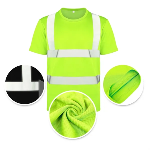 High-Visibility Safety T-Shirt With Two Reflective Stripes - High-Visibility Safety T-Shirt With Two Reflective Stripes - Image 1 of 3