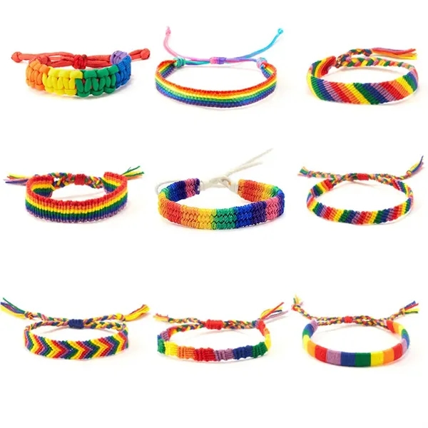 LGBT Pride Rainbow Woven Bracelet Adjustable Wristband - LGBT Pride Rainbow Woven Bracelet Adjustable Wristband - Image 1 of 3